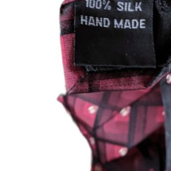 Roffe Accessories maroon white and wine abstract 100% silk tie - Picture 6 of 7